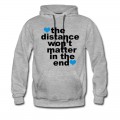 Men's Distance Won't Matter in the End Blue Hearts Hoodie