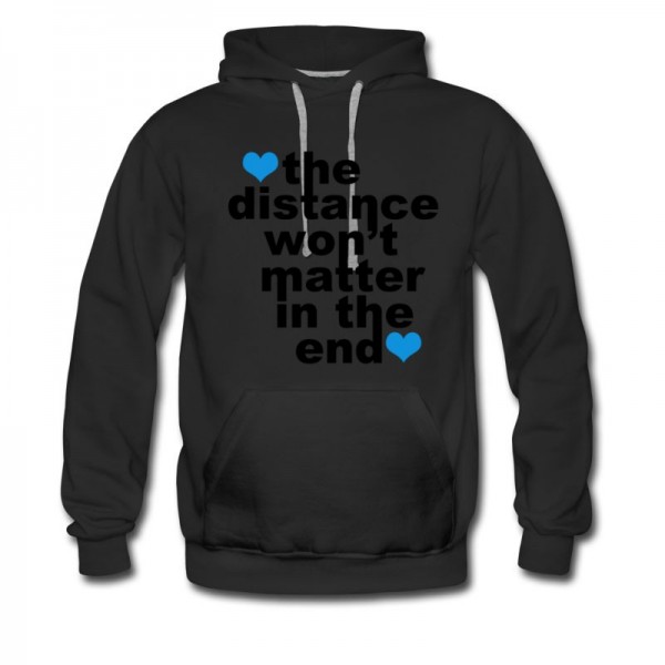 Men's Distance Won't Matter in the End Blue Hearts Hoodie