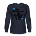 Men's Distance Won't Matter in the End Blue Hearts Long T-Shirt