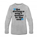 Men's Distance Won't Matter in the End Blue Hearts Long T-Shirt