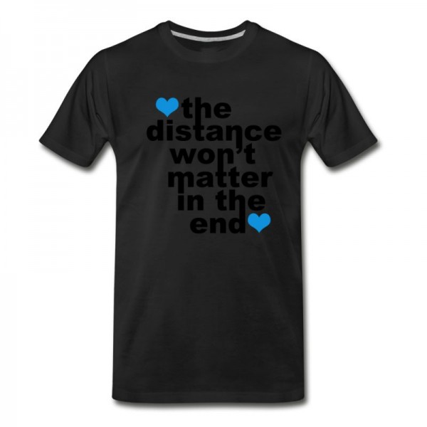 Men's Distance Won't Matter in the End Blue Hearts T-Shirt