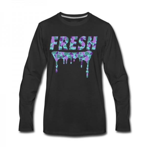 Men's Fresh Purple Camo Drips Long T-Shirt