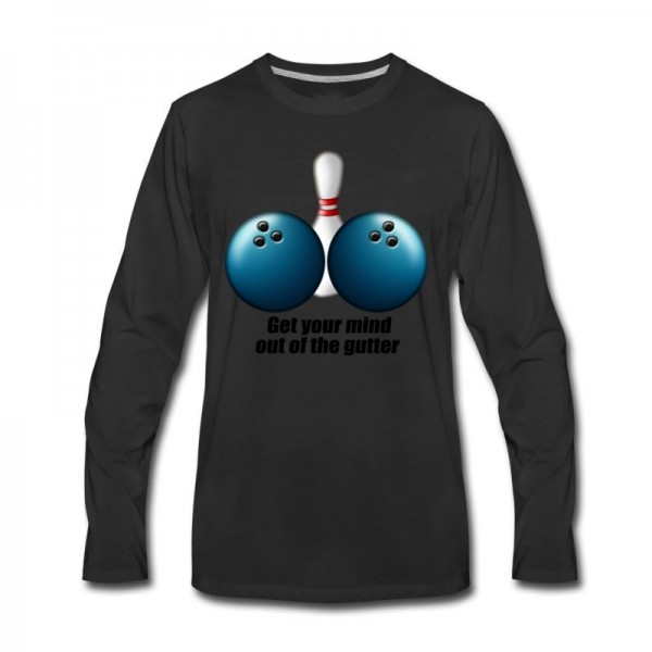 Men's Funny Bowling Humor Get Your Mind Out The Gutter Long T-Shirt