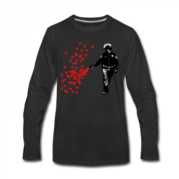 Men's Stencil Police - Street Art Pepper Spray Cop heart Long T-Shirt