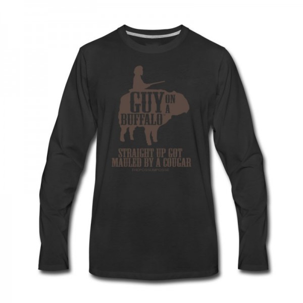 Men's The Possum Posse Guy On a Buffalo- Mauled Hoodies Long T-Shirt