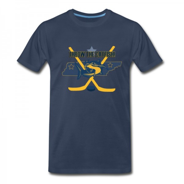 Men's Throw The Catfish Nashville Predators Fan Hockey Gift T-Shirt - Navy