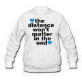 Women's Distance Won't Matter in the End Blue Hearts Hoodie