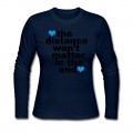 Women's Distance Won't Matter in the End Blue Hearts Long T-Shirt