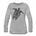 Women's Sea Turtle - Tribal Long T-Shirt