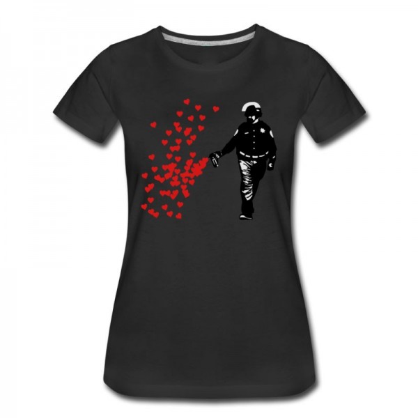 Women's Stencil Police - Street Art Pepper Spray Cop heart T-Shirt