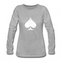 Women's White Used Ace of Spade Long T-Shirt