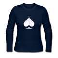 Women's White Used Ace of Spade Long T-Shirt